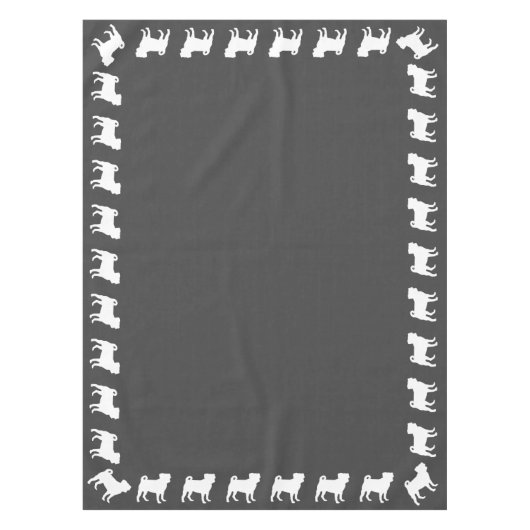 パグ犬の赤ちゃんシャワーグレーの子犬男女兼用 テーブルクロス (正面)