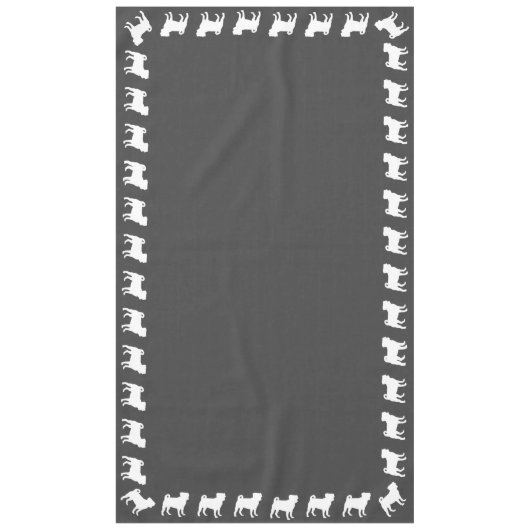 パグ犬の赤ちゃんシャワーグレーの子犬男女兼用 テーブルクロス (正面)