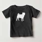 パグ犬の赤ちゃんシャワーグレーの子犬男女兼用 ベビーTシャツ (正面)