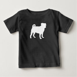 パグ犬の赤ちゃんシャワーグレーの子犬男女兼用 ベビーTシャツ