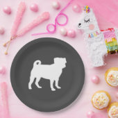 パグ犬の赤ちゃんシャワーグレーの子犬男女兼用 ペーパープレート (パーティー)