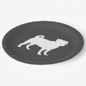 パグ犬の赤ちゃんシャワーグレーの子犬男女兼用 ペーパープレート (アングル)