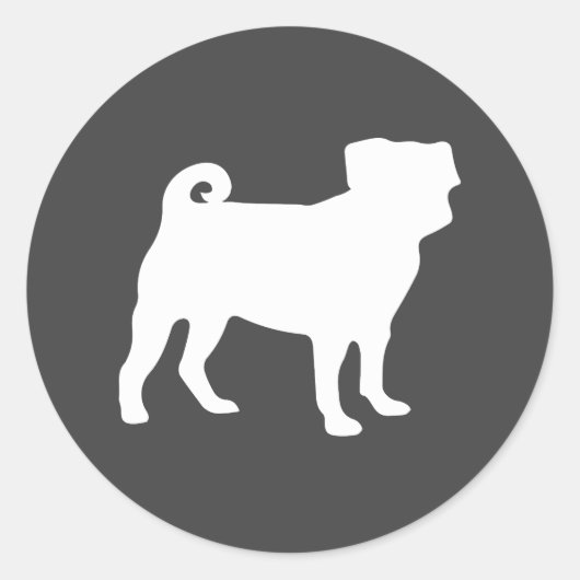 パグ犬の赤ちゃんシャワーグレーの子犬男女兼用 ラウンドシール (正面)