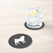 パグ犬の赤ちゃんシャワーグレーの子犬男女兼用 ラウンドペーパーコースター (インサイチュ)