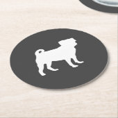 パグ犬の赤ちゃんシャワーグレーの子犬男女兼用 ラウンドペーパーコースター (アングル)