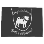 パグ犬の赤ちゃんシャワーグレーの子犬男女兼用 ラージペーパーバッグ (裏面)