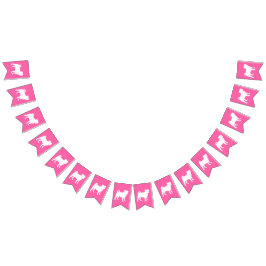 パグ犬の赤ちゃんシャワーピンクの子犬の少女 バンティングフラッグ