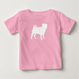 パグ犬の赤ちゃんシャワーピンクの子犬の少女 ベビーTシャツ