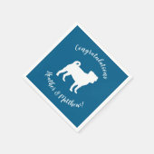 パグ犬の赤ちゃんシャワーブルーパピーボーイ スタンダードカクテルナプキン (角)