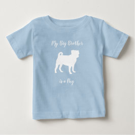 パグ犬の赤ちゃんシャワーブルーパピーボーイ ベビーTシャツ