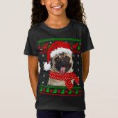 パグ犬の醜いセーターのクリスマスパピー犬の恋人 Tシャツ (正面)