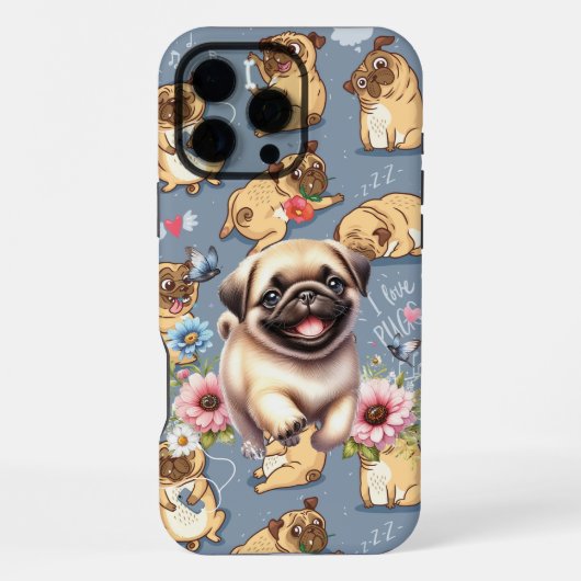 パグ犬の面白グッズ  iPhoneケース (裏面)