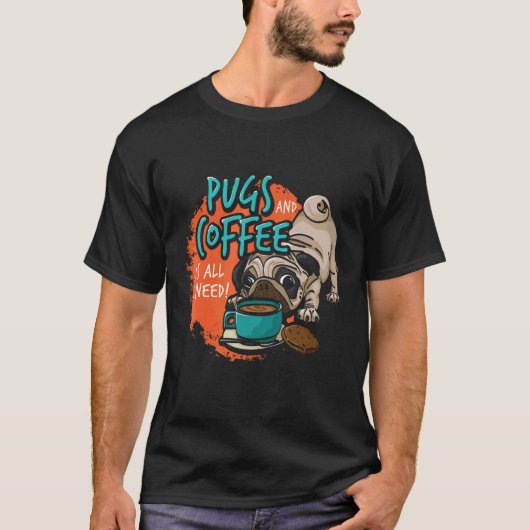 パグ犬の頭 Tシャツ (正面)
