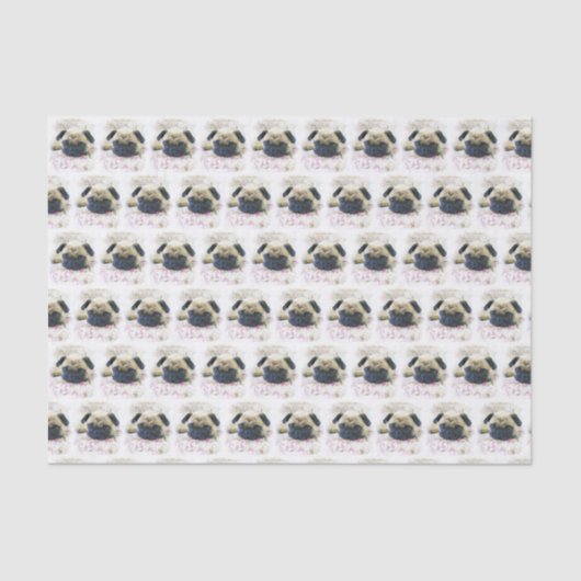 パグ犬のgiftwrapのティッシュペーパー 薄葉紙 (正面)
