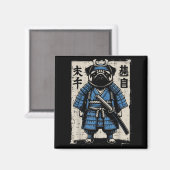 パグ犬サムライ 面白い日本人武士アート 男性 女性 マグネット (正面/裏面)