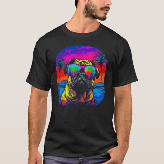 パグ犬サングラス Tシャツ (正面)