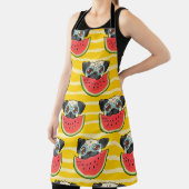パグ犬スイカ：夏のシームレス。 エプロン (インサイチュ)