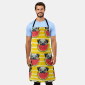 パグ犬スイカ：夏のシームレス。 エプロン (着用した状態)