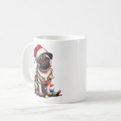 パグ犬パピースクリスマス コーヒーマグカップ (正面左)