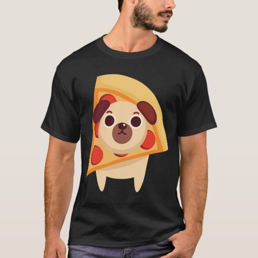 パグ犬ピザ Tシャツ (正面)