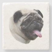 パグ犬ペットの写真ポートレート ストーンコースター (正面)