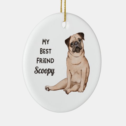 パグ犬マイ友最高の友名前をカスタムする車の磁石 セラミックオーナメント (右)