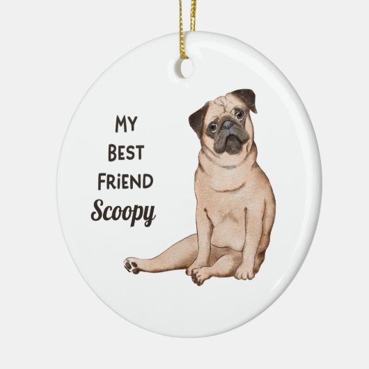 パグ犬マイ友最高の友名前をカスタムする車の磁石 セラミックオーナメント (左)