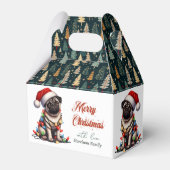 パグ犬レトロかわいいクリスマス フェイバーボックス (正面サイド)