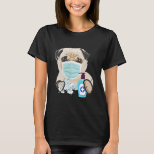 パグ犬好きの顔マスク風邪かわいいパグ Tシャツ