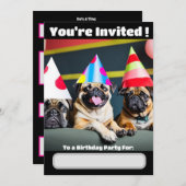 パグ犬特別招待状 招待状 (正面/裏面)