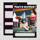 パグ犬特別招待 招待状 (正面/裏面)