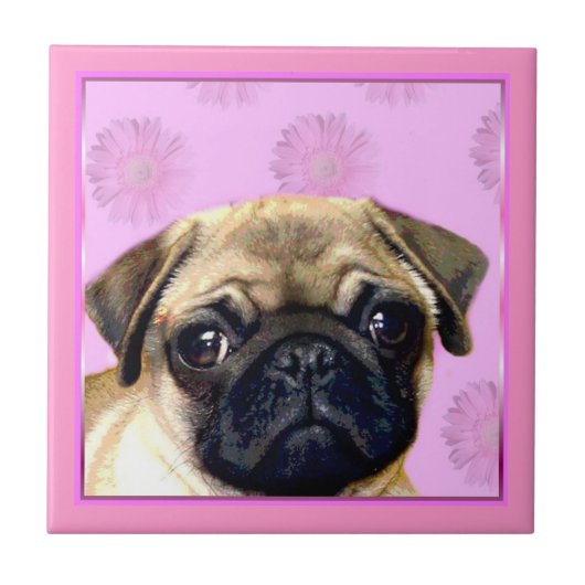 パグ犬 タイル (正面)