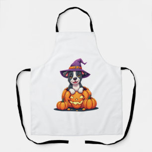 パグ犬+ハロウィン+パンプキン+魔女+パーカー+メンズ+レディース エプロン