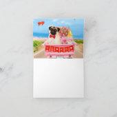 パグ犬 バレンタインデー トラック ハート カード (内部)