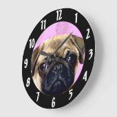 パグ犬 ラージ壁時計 (傾斜)