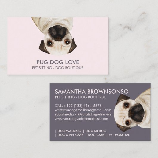 パグ犬 名刺 (正面/裏面)