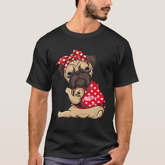 パグ犬 愛する母へのタトゥー Tシャツ (正面)