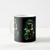 パグ犬 自転車に乗る セントパトリックの日 コーヒーマグカップ (正面左)