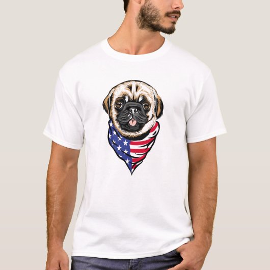 パグ犬 Tシャツ (正面)