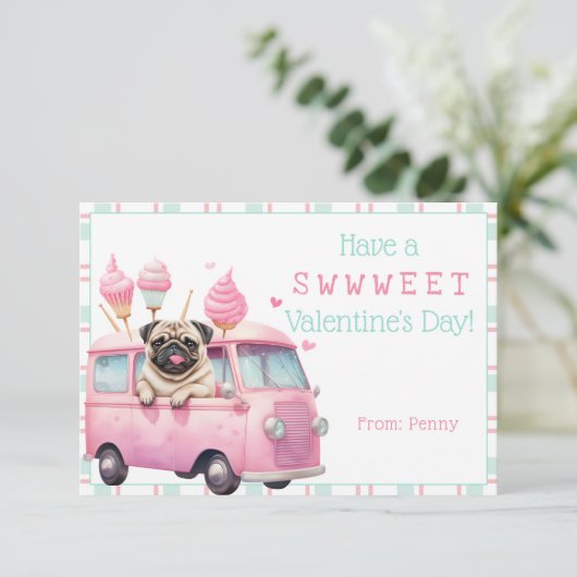 パグ甘いバレンタインデーのカード 招待状 (スタンド正面)