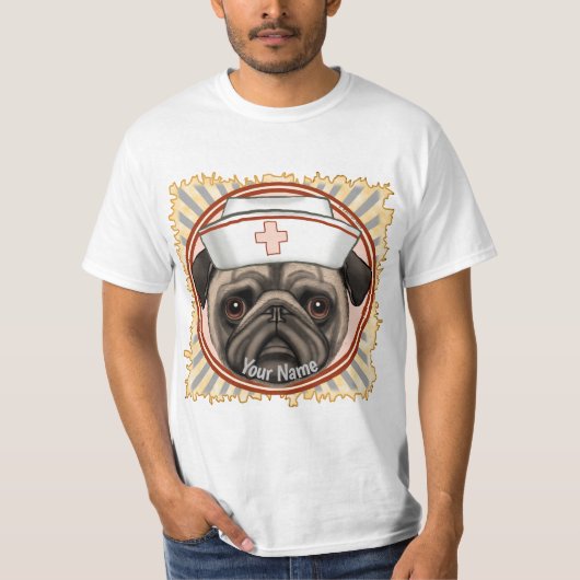 パグ看護師tシャツ tシャツ (正面)