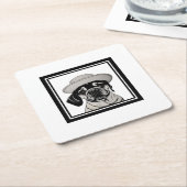 パグ着用コート及び帽子コースター スクエアペーパーコースター (アングル)