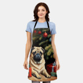 パグ祝スクリスマス エプロン (着用した状態)