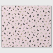 パグ紙吹雪-淡い色のピン転がク/ ラッピングペーパー (フラット)