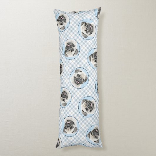 パグ絵を描ズポーン銀可愛いオリジナルペットドッグアート ボディピロー (裏面 (縦))