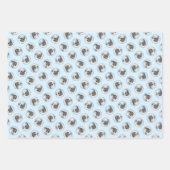パグ絵を描ズポーン銀可愛いオリジナルペットドッグアート ラッピングペーパーシート (正面)