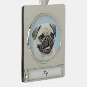 パグ絵画ズ – かわいいオリジナルドッグアートシルバーメッキ シルバープレートバナーオーナメント (右)