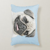 パグ絵画ズ – かわいいオリジナルドッグアート アクセントクッション (正面(垂直))