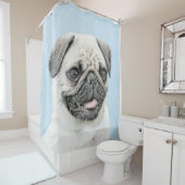 パグ絵画ズ – かわいいオリジナルドッグアート シャワーカーテン (インサイチュ)