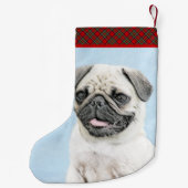 パグ絵画ズ – かわいいオリジナルドッグアート スモールクリスマスストッキング (裏面)
